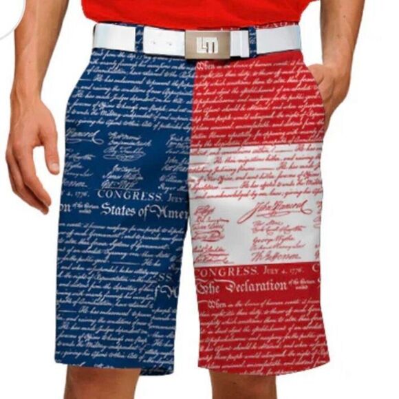Loud Mouth Declaration Of Indepants Heritage Short Men 36 Red White Blue Holiday - Picture 1 of 8